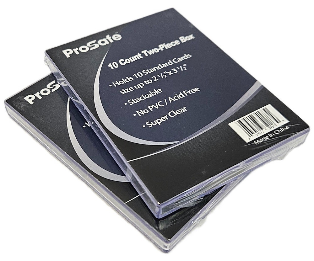 (2 Boxes) Pro-Safe 2 Piece Plastic Card Storage Box (10 Count Size) Slider Box