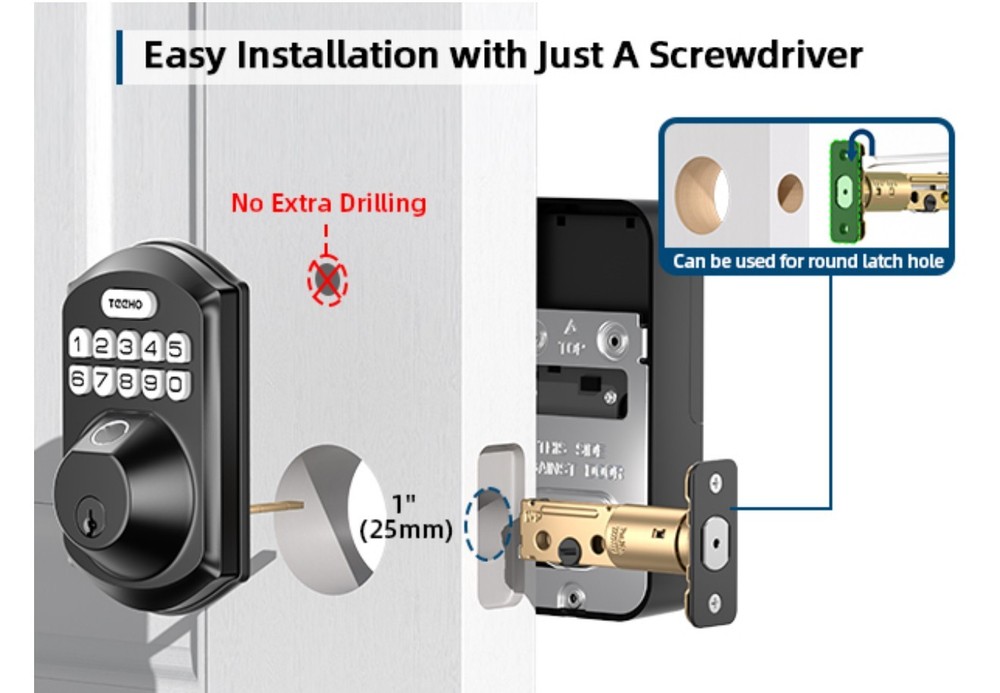 Smart Keyless Entry Electronic Keypad Deadbolt for Front Door,Auto Lock/Black