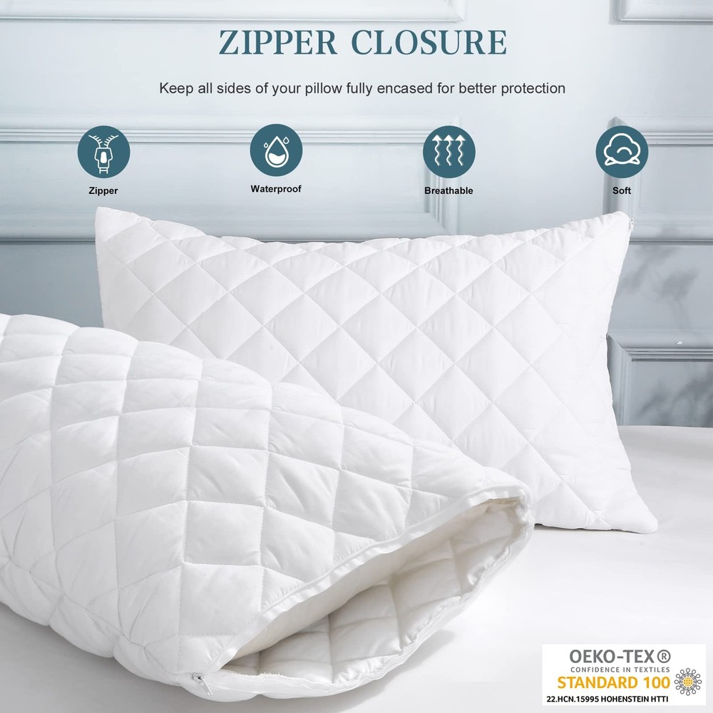 UNILIBRA 2 Pack Waterproof Pillow Protector King Protector, White