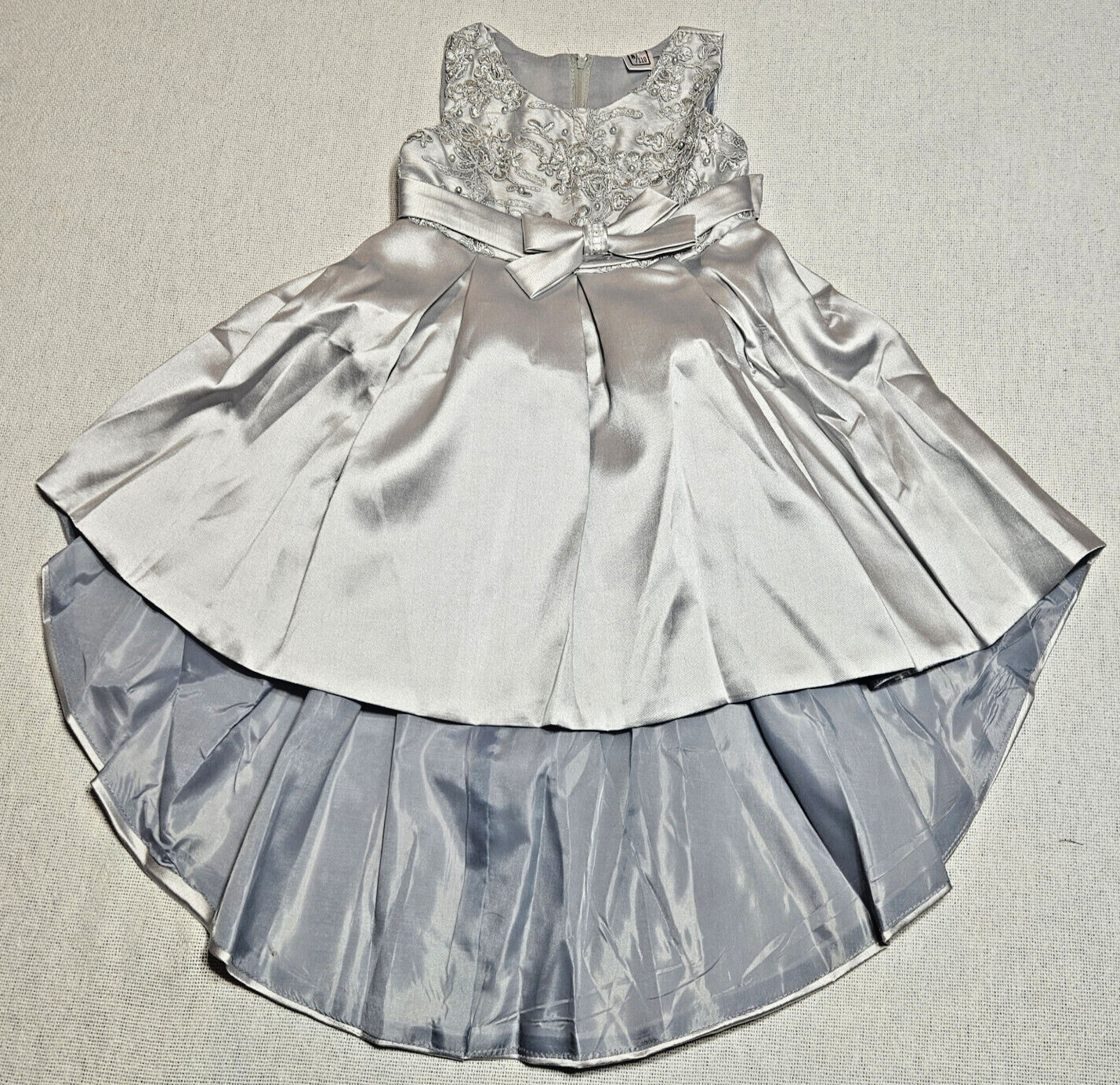 Imemek Flower Girl Vintage Overlay Lace Beaded Wedding Tulle Dress Hi Lo Girls 8