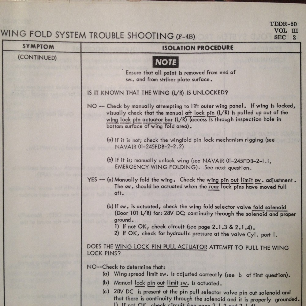 McDonnell F-4B Wing Fold System Troubleshooting Booklet