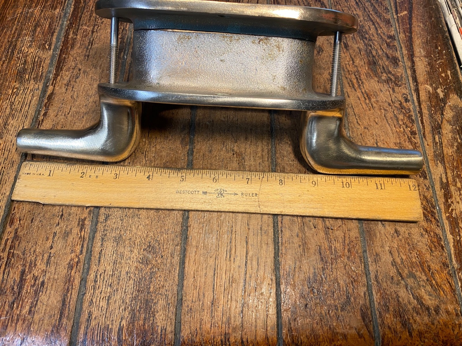 VINTAGE CAST POLISHED BRONZE COMBINATION CLEAT/HAWSE HOLE 12" LONG (2 avail)