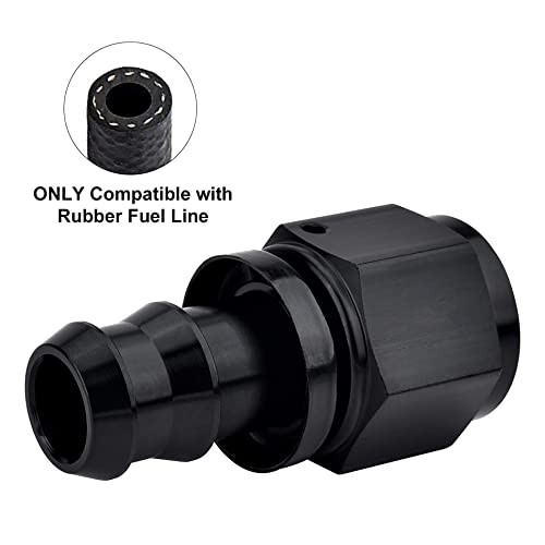 Push Lock Hose Fitting End Black 2PCS 8AN Straight