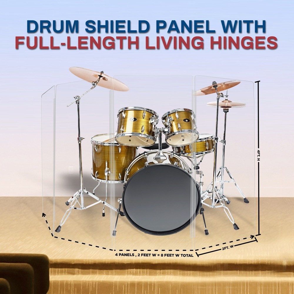 Drum Shield Drum Screen FOUR Panels 2ft x 4ft with Living Hinges