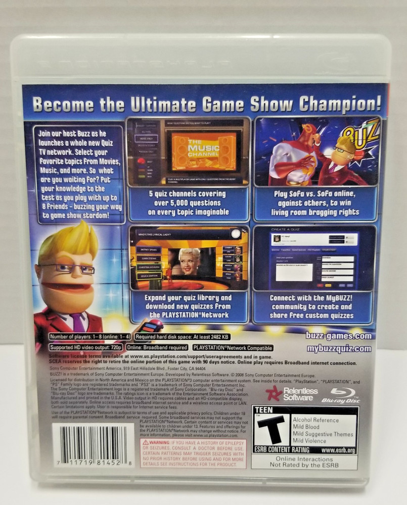 Xbox 360 Kinect Sensor + Buzz PS3 Game Bundle Untested As-Is No Adapter