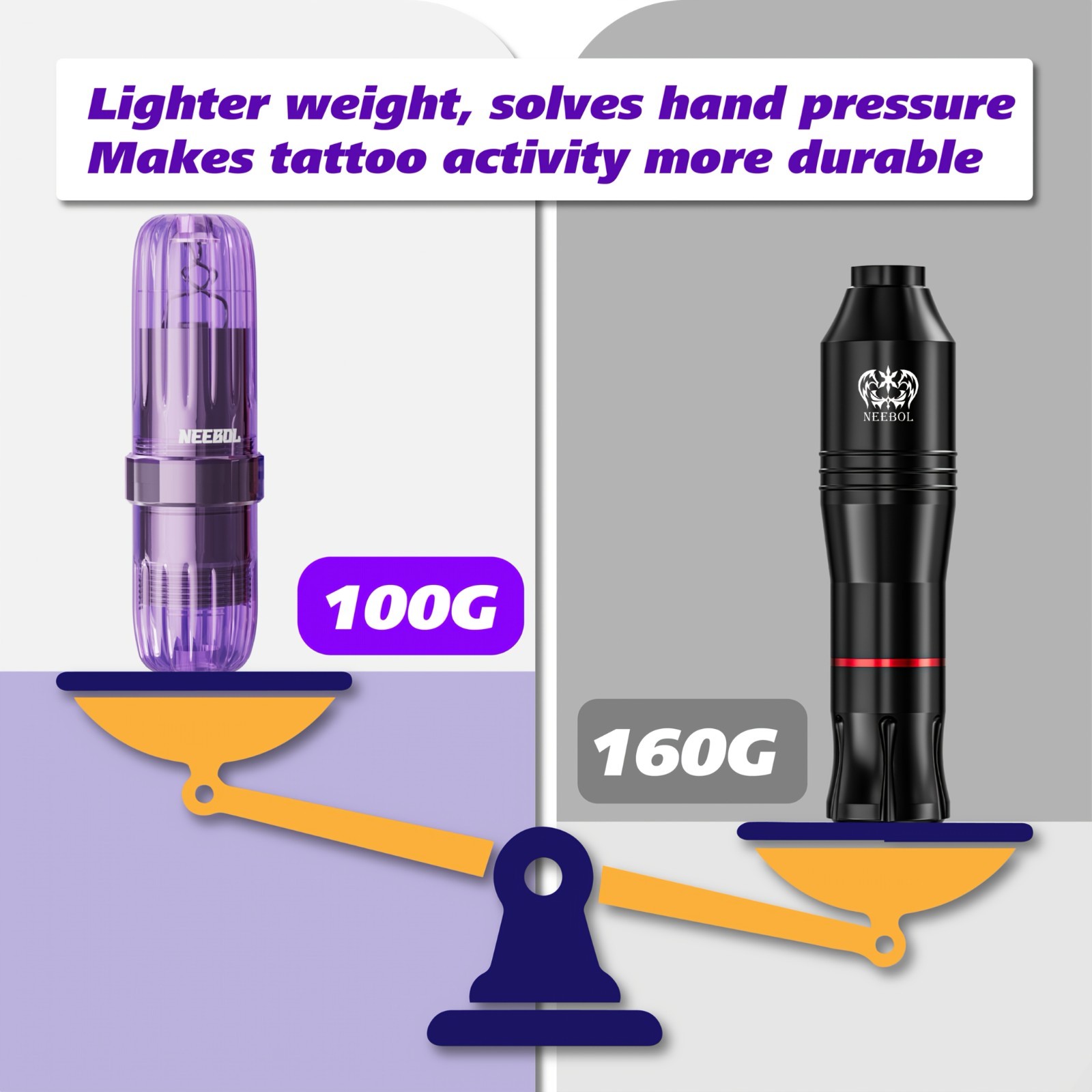 Complete Tattoo Pen Kit Wireless Tattoo Gun with Needles Ink Tattoo SupplyPurpl