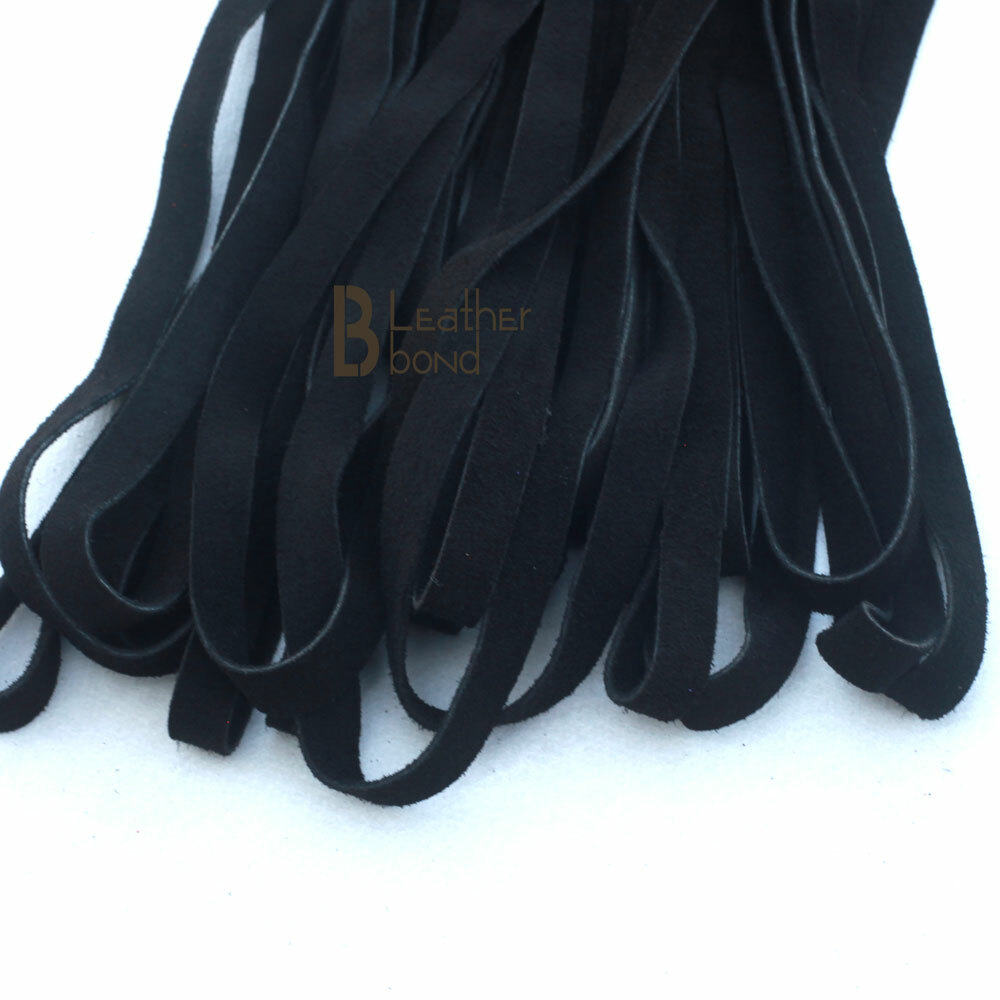 Real Genuine Cow Hide Suede Leather Flogger / Whip 50 Falls Black Heavy Duty