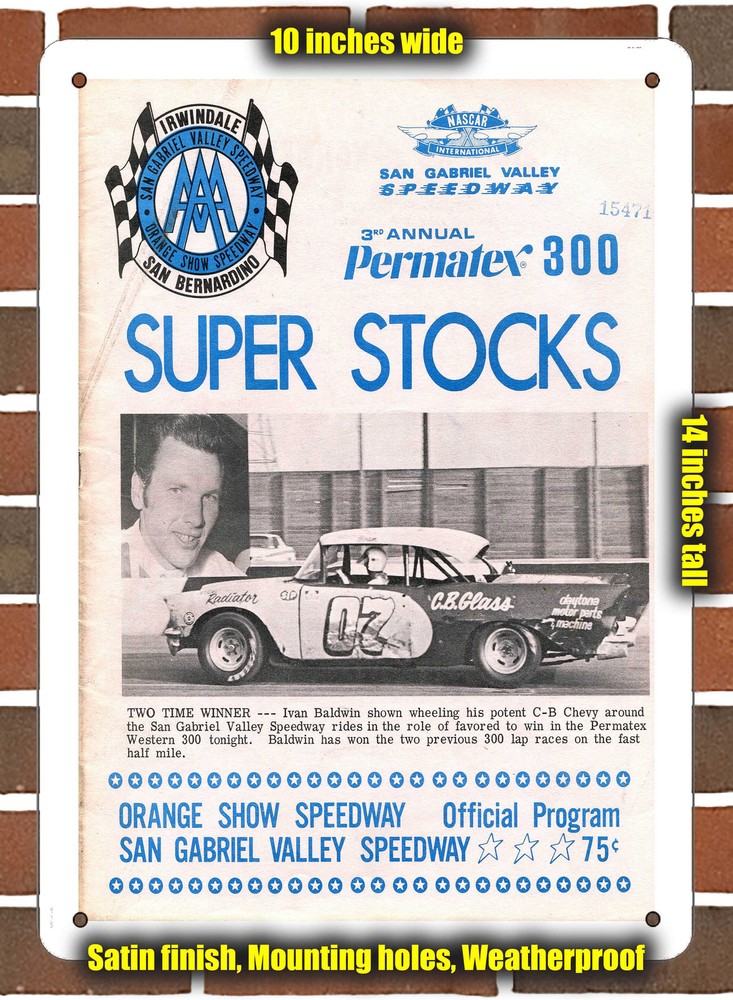 Metal Sign - 1972 San Gabriel Valley Speedway Racing Program - 10x14 inches
