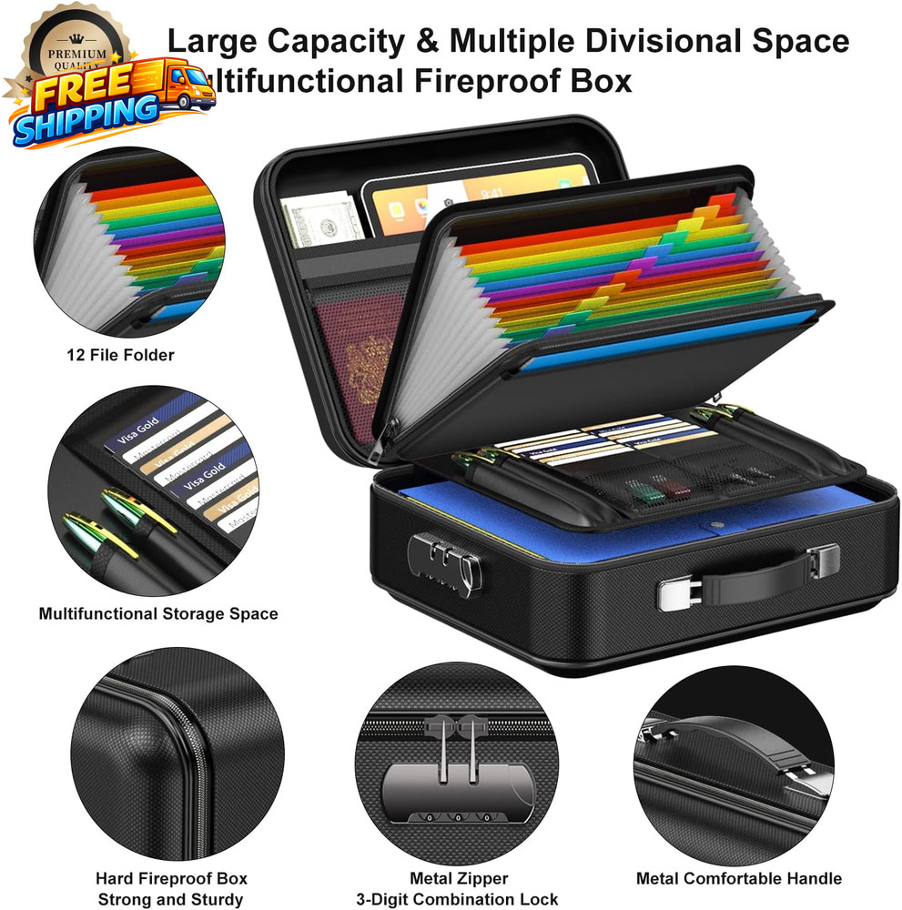 Fireproof Document Box with Lock Hard Fireproof Waterproof Box Creative Hard