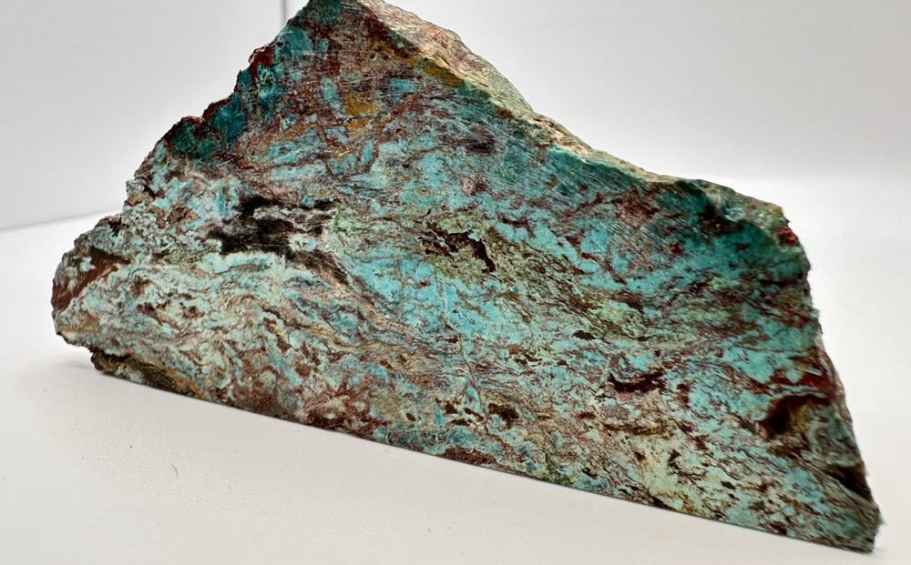 Congolese Chrysocolla Specimen - Polished Front & Base - End Cut Lapidary