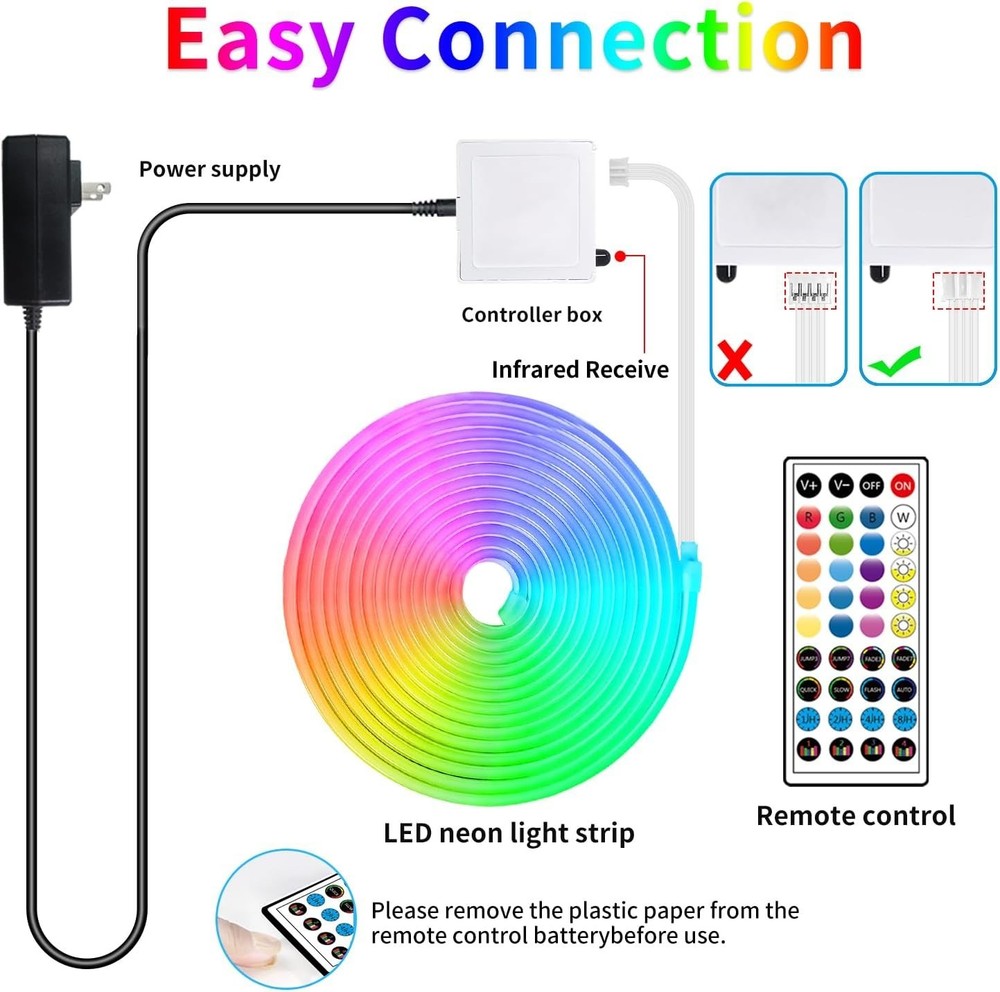 32.8ft LED Neon Lights with Remote Control - RGB Rope Lights