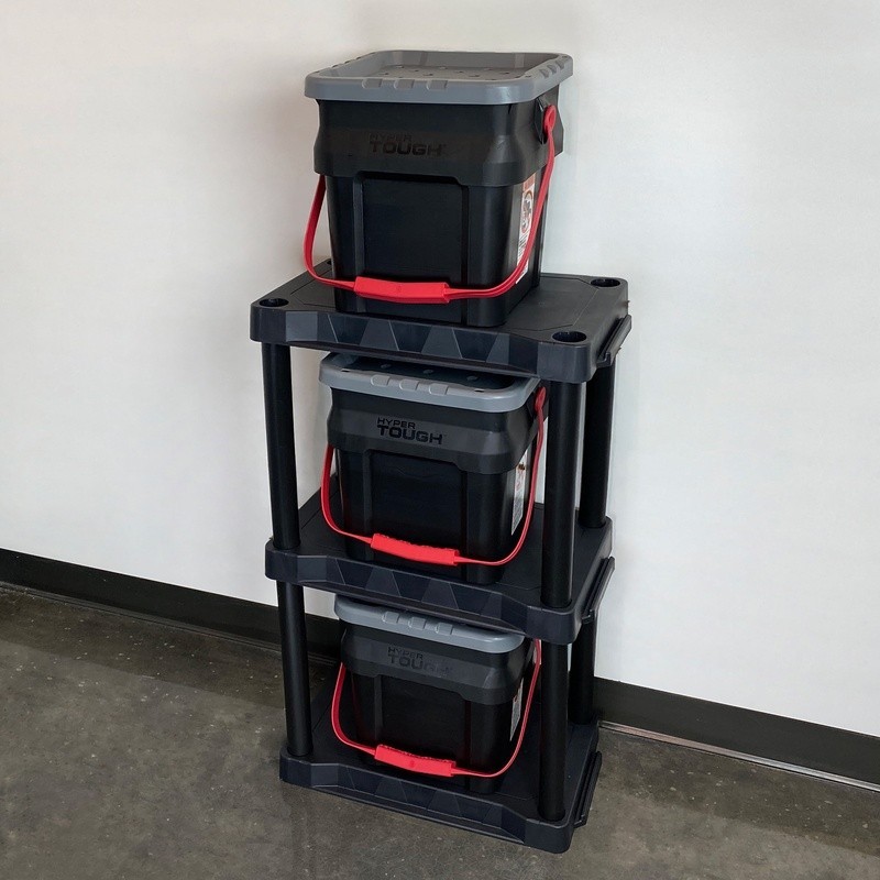 3 Shelf Black Plastic Storage Unit Easy Assembly Durable Utility Organizer New