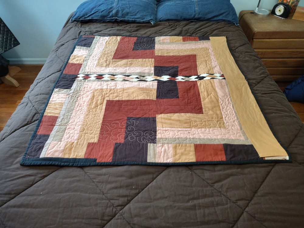 Quilt Handmade Handcrafted Reversible Small Brown