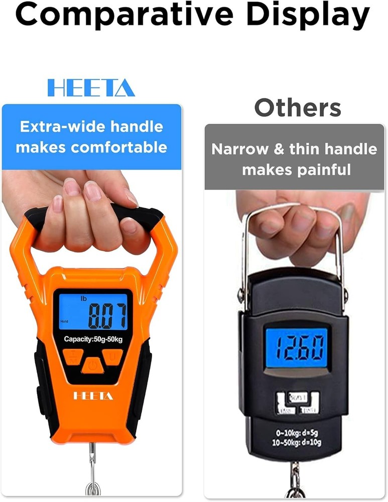 Portable Waterproof Fish Scale with Backlit LCD & Tare Functionality - 110lb