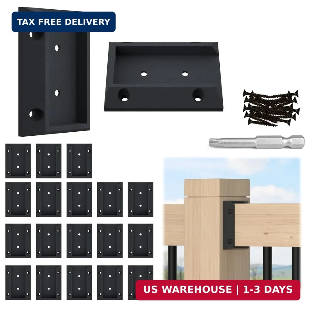 Muzata 20Pcs Deck Railing Brackets Connectors Rail Support Kit for 2x4(1.5"×3.5)
