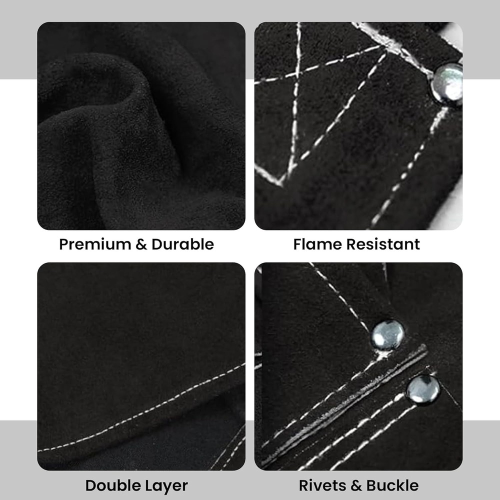 Leather Welding Work Apron with 9 Tool Pockets Black