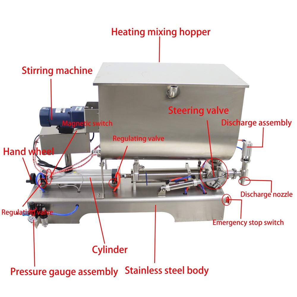 100-1000ML Paste Liquid Filling Machine with Mix And Heat Function 80L Hopper