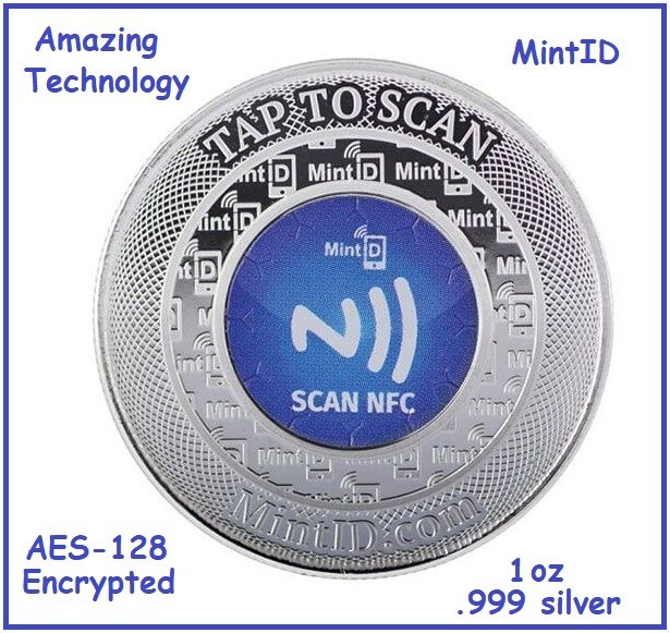 1oz MintID Buffalo .999 Fine Silver Round AES-128 Encrypted NFC Microchip Secure