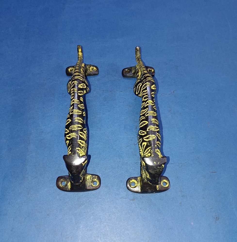 Brass Leopard Gate Handle Pair Brass Animal Shape Hotel Door Pull Hardware AJ326
