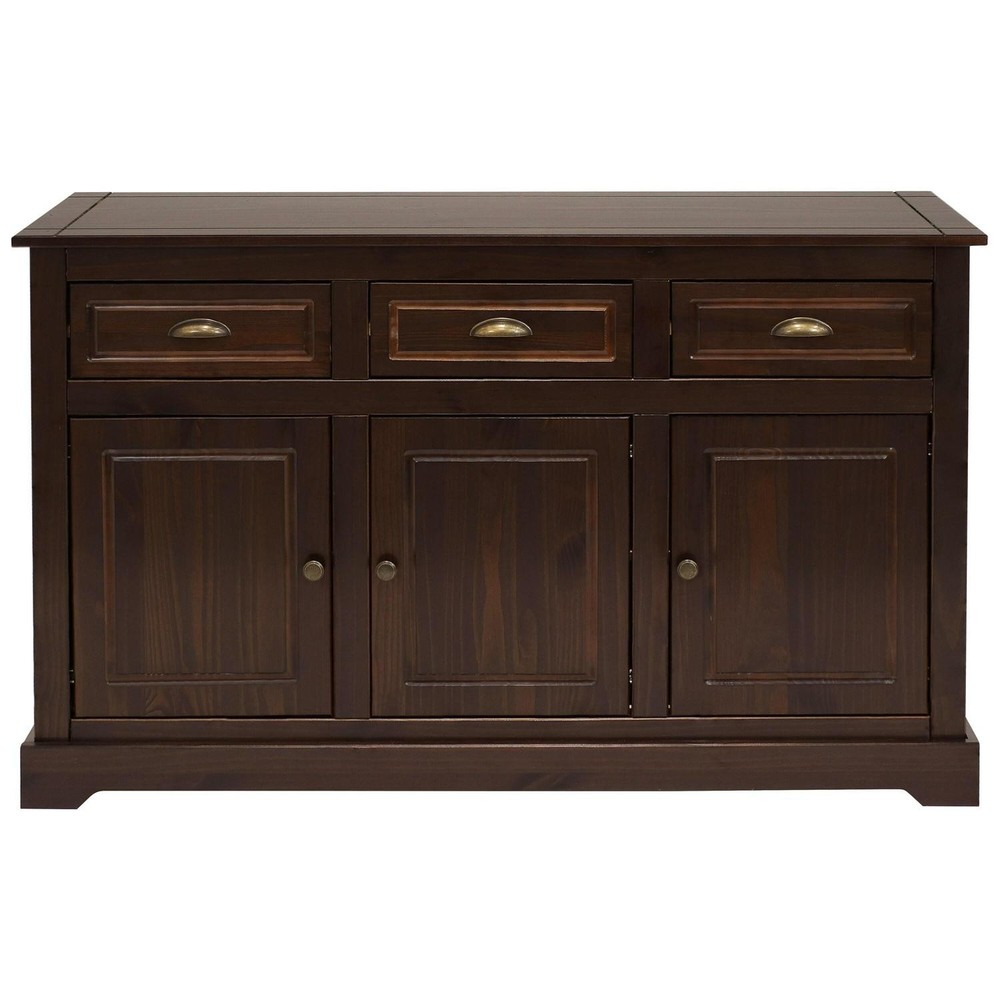 Solid Pine Sideboard With 3 Drawers And 3 Doors - 32 In