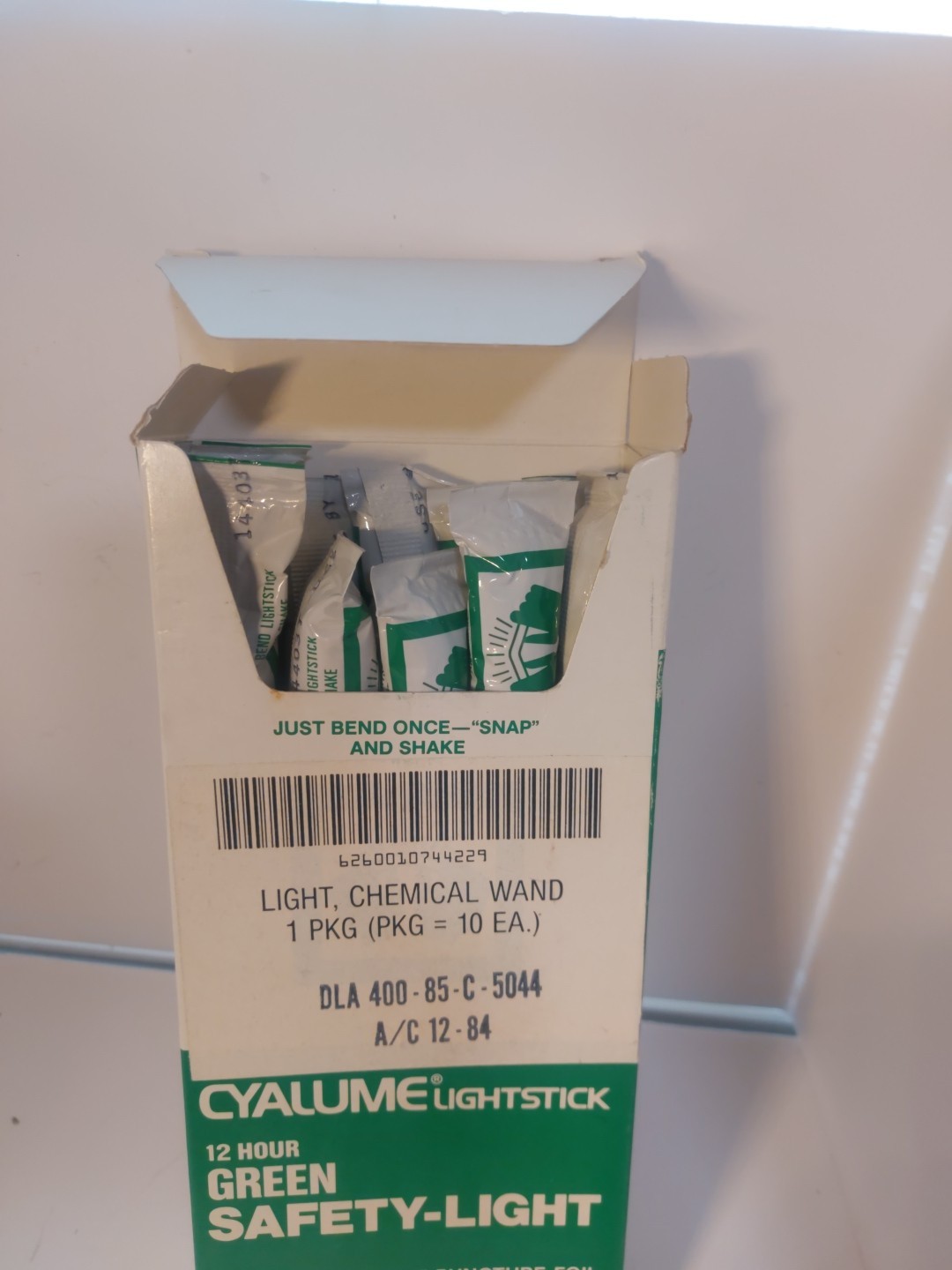 Cyalume Light Stick, New Old Stock Box Of 10, Untested