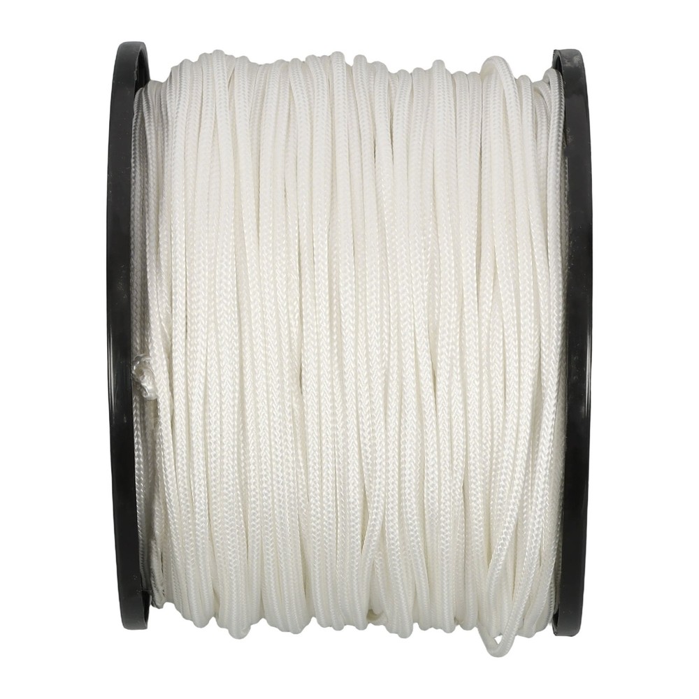 1/8 in White Dacron Polyester Cord - 500 Foot Spool Industrial Solid Braid Rope