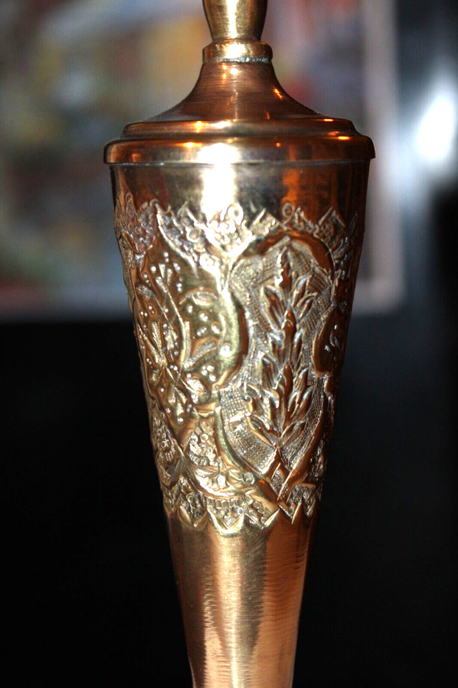 Antique Brass Candlestick Ornate Reposse