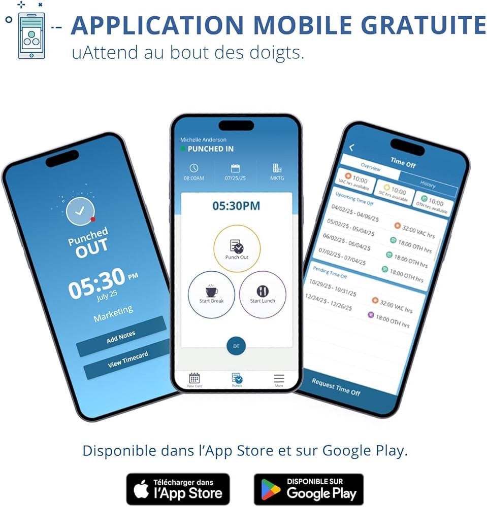 uAttend DR2500 Biometric Time Clock Facial Recognition RFID Temp Reader Cloud