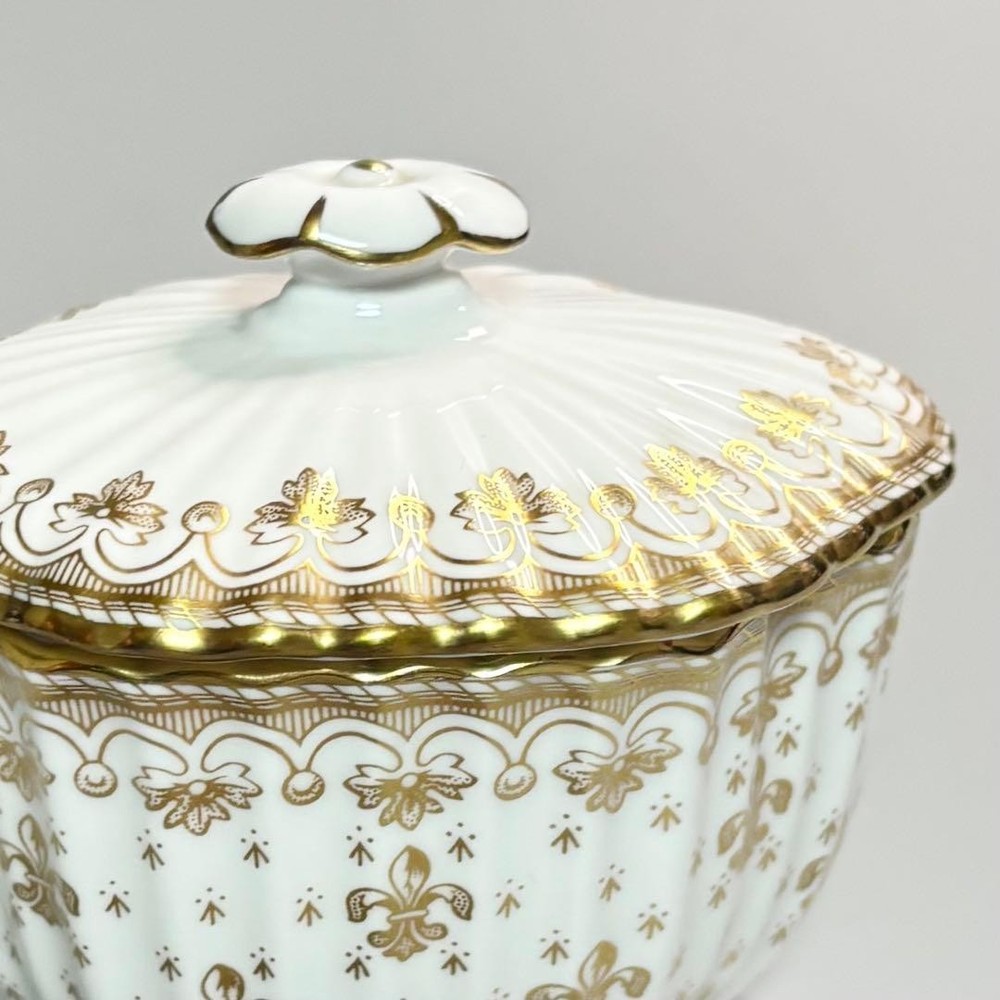 Spode Fleur de Lys Gold Sugar Pot
