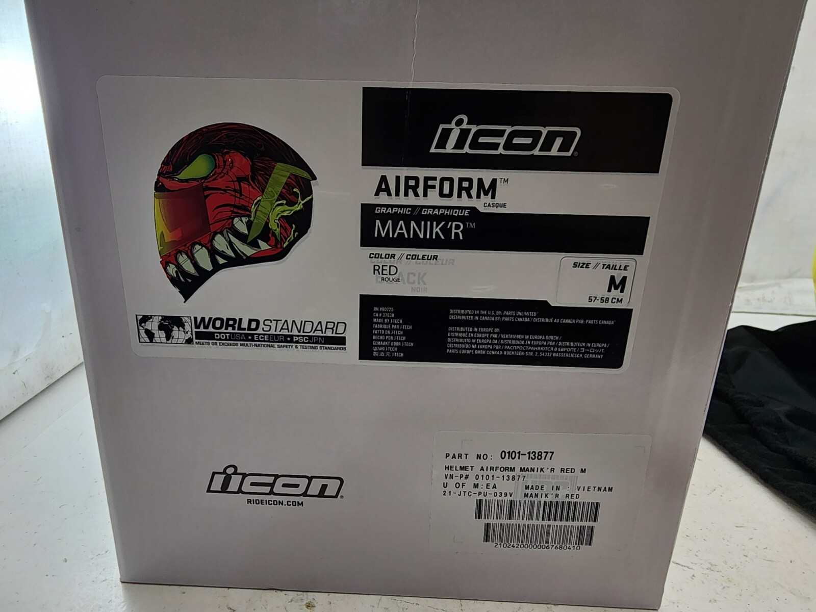 NEW Icon Airform Full Face Motorcycle Helmet Manik'r Red - Size Medium - *READ*