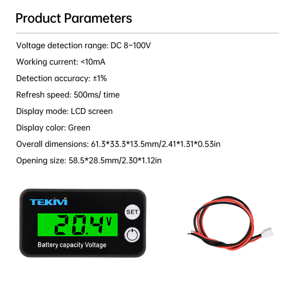6136B High Precision LCD Battery Voltmeter Indicator Low Voltage Alarm Setting