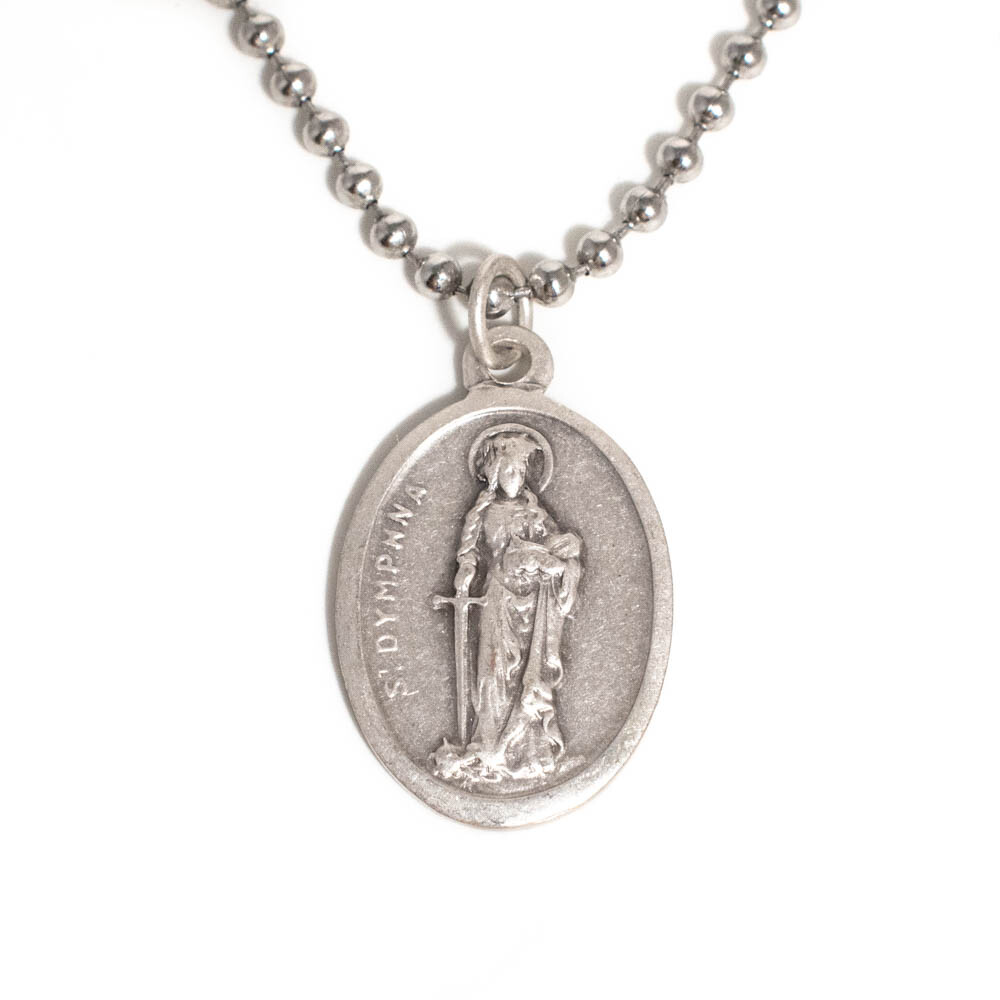 Saint St Dymphna Medal Necklace Patron Saint Of Stress And Anxiety Made In Italy