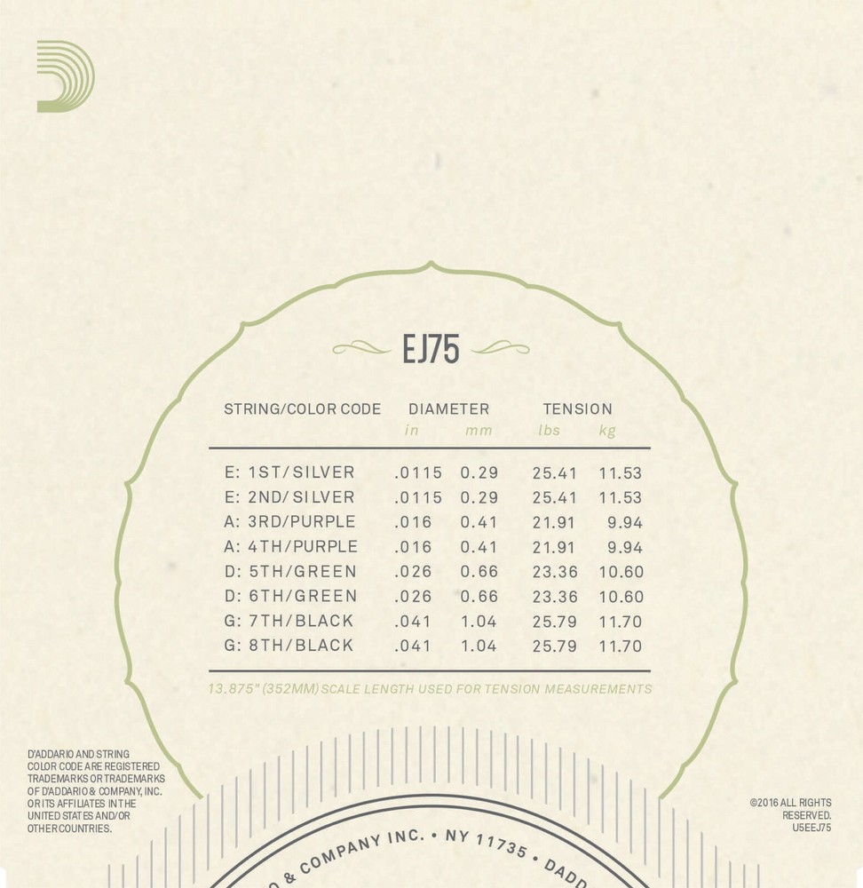D'Addario EJ75 Mandolin Strings Phosphor Bronze Medium Heavy 11.5
