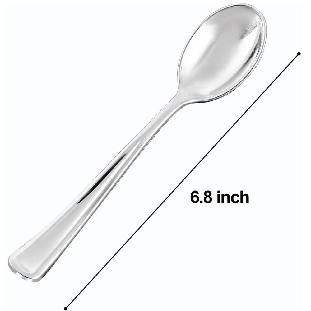 Silver Plastic Spoons: 18 Pack