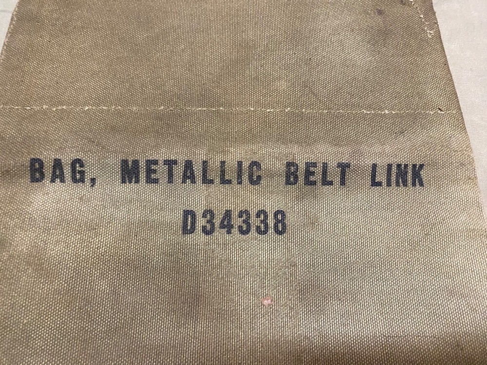 ORIGINAL WWII US ARMY .30 .50 CAL AMMO METALLIC BELT LINK CARRY CATCH BAG-OD#7