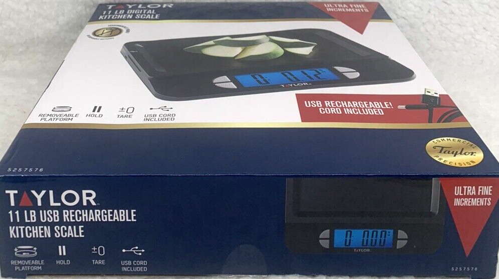 Taylor Kitchen Digital Scale Max 11 Lb. USB Rechargeable Multi-Function Black