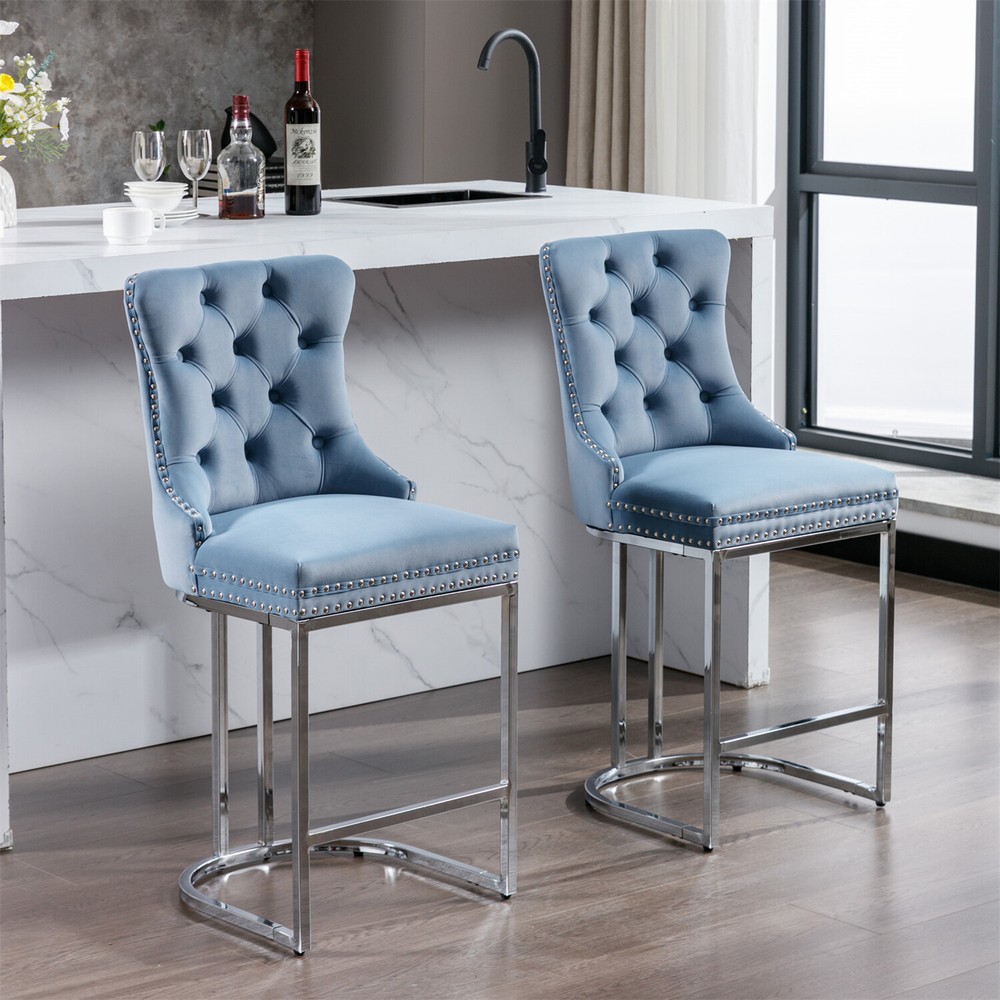 2PCS Bar Stools 26'' Modern Counter Height Barstools Kitchen Dining Chairs