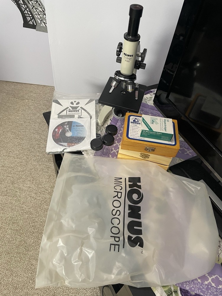 Konus College #5302 Microscope w/ Slides, Accessories & Case Bundle
