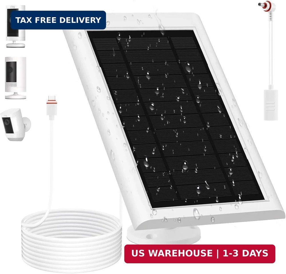 Solar Panel for Ring Camera(2nd Generation) Dustproof Waterproof 5W Solar Panel