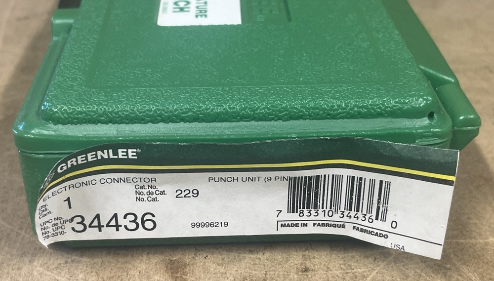 Greenlee 229 9-Pin D-Subminiature Panel Punch - Excellent