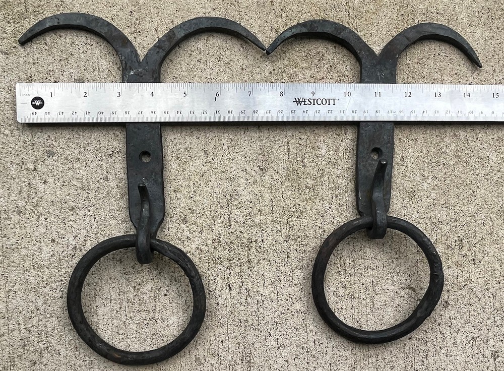 Pair (2) Custom Hand Forged Door Pull Handles Blacksmith Rustic Antique Hardware