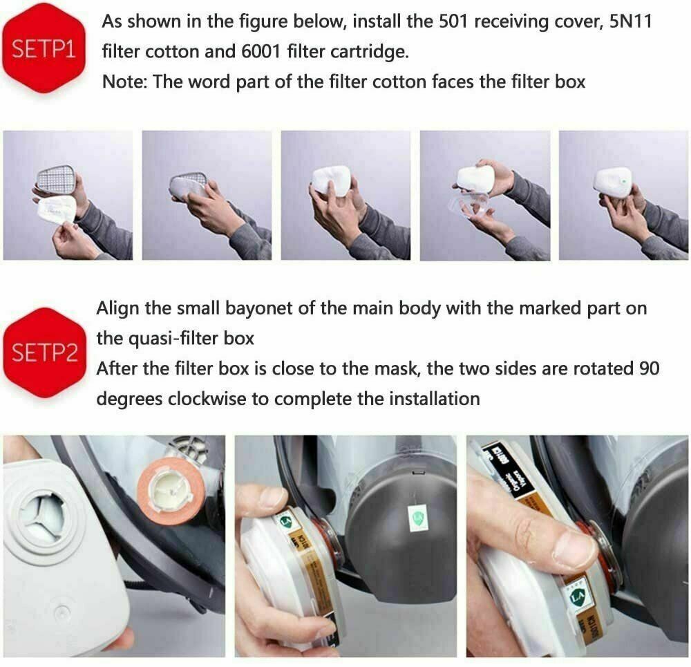 US 6001CN Organic Vapor Respirator Filter Cartridge For 6300 6800 7502 Gas Mask