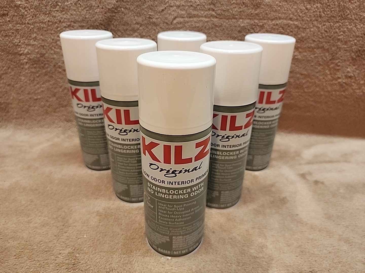 Lot of 6: KILZ Original Low Odor Interior Primer Spray Paint w Stainblocker