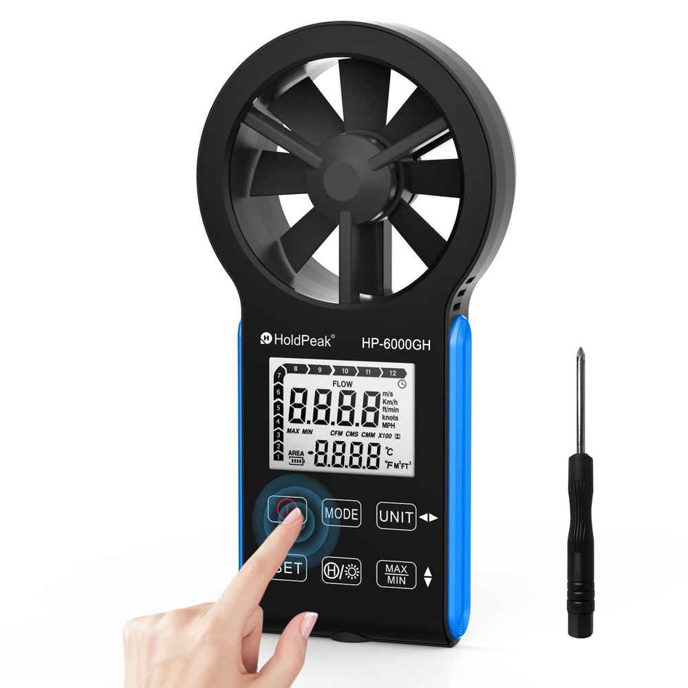 Digital Anemometer – Wind Speed, Airflow & Temperature Meter with USB-C Charging