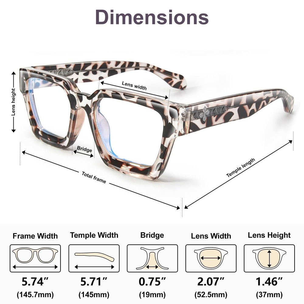 VISOONE 2 Pack Blue Light Blocking Glasses Rectangle Frame Chic Preppy Style