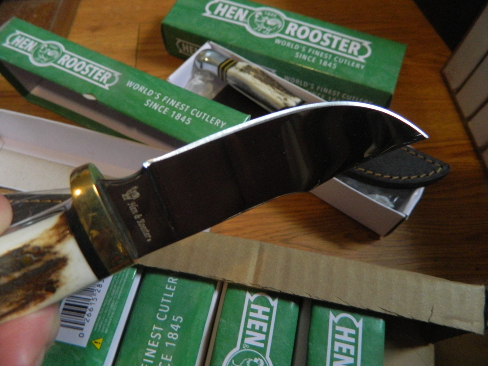 HEN & ROOSTER Fixed Blade KNIFE Stag Handle w/ Original Leather Sheath HR-5048