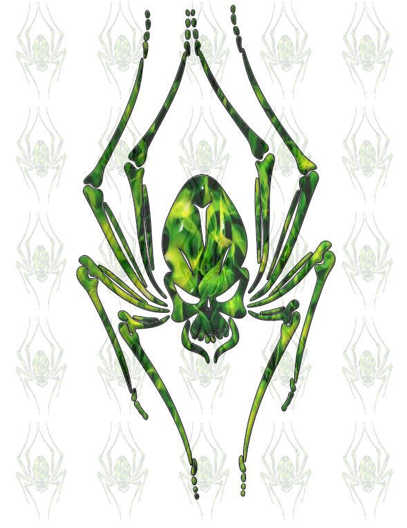 Green True Fire Spider Graphics Decals
