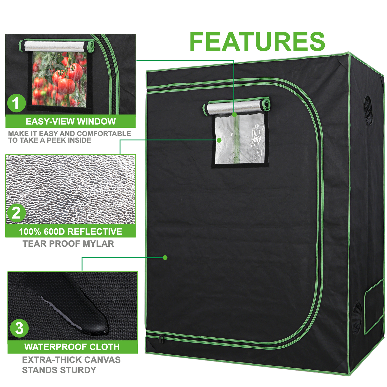 48"x24"x60" 100% Reflective Mylar Non Toxic Hydroponic Grow Tent Indoor Outdoor