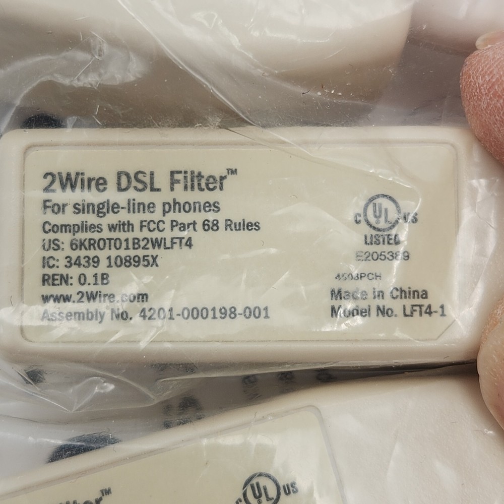 2Wire DSL Filter Kit 4 Pack Inline DSL Phone Filters New Sealed Package