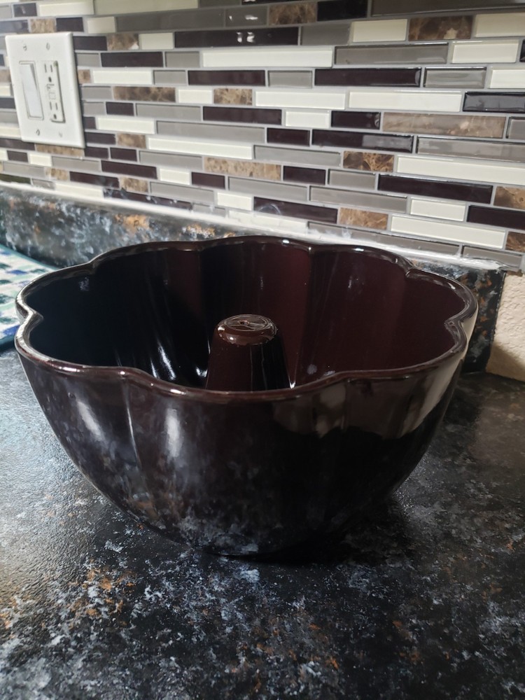 Vintage Brown Ceramic Bundt Cake Mold